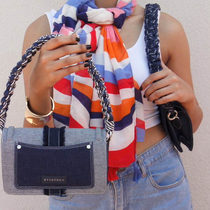 Etcetera Denim Cord Handle Bag