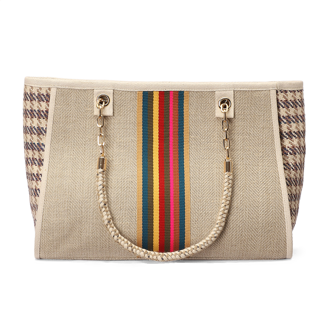 Sand Tote Large In Linen/cotton fabric