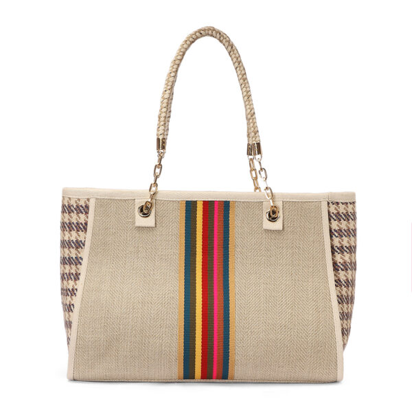Sand Tote Large In Linen/cotton fabric