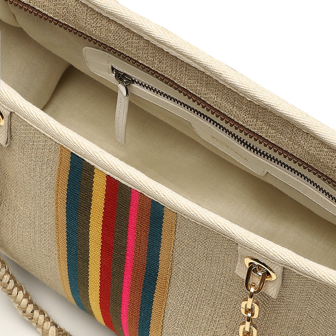 Sand Tote Large In Linen/cotton fabric
