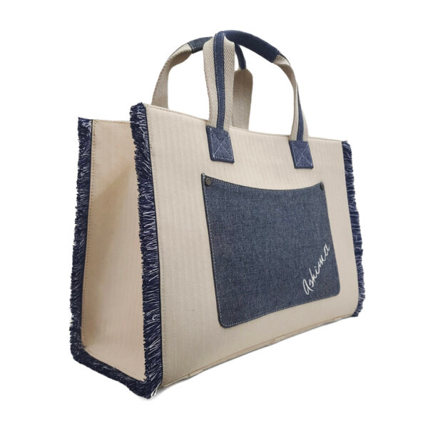 Cotton Denim Large Travel Tote