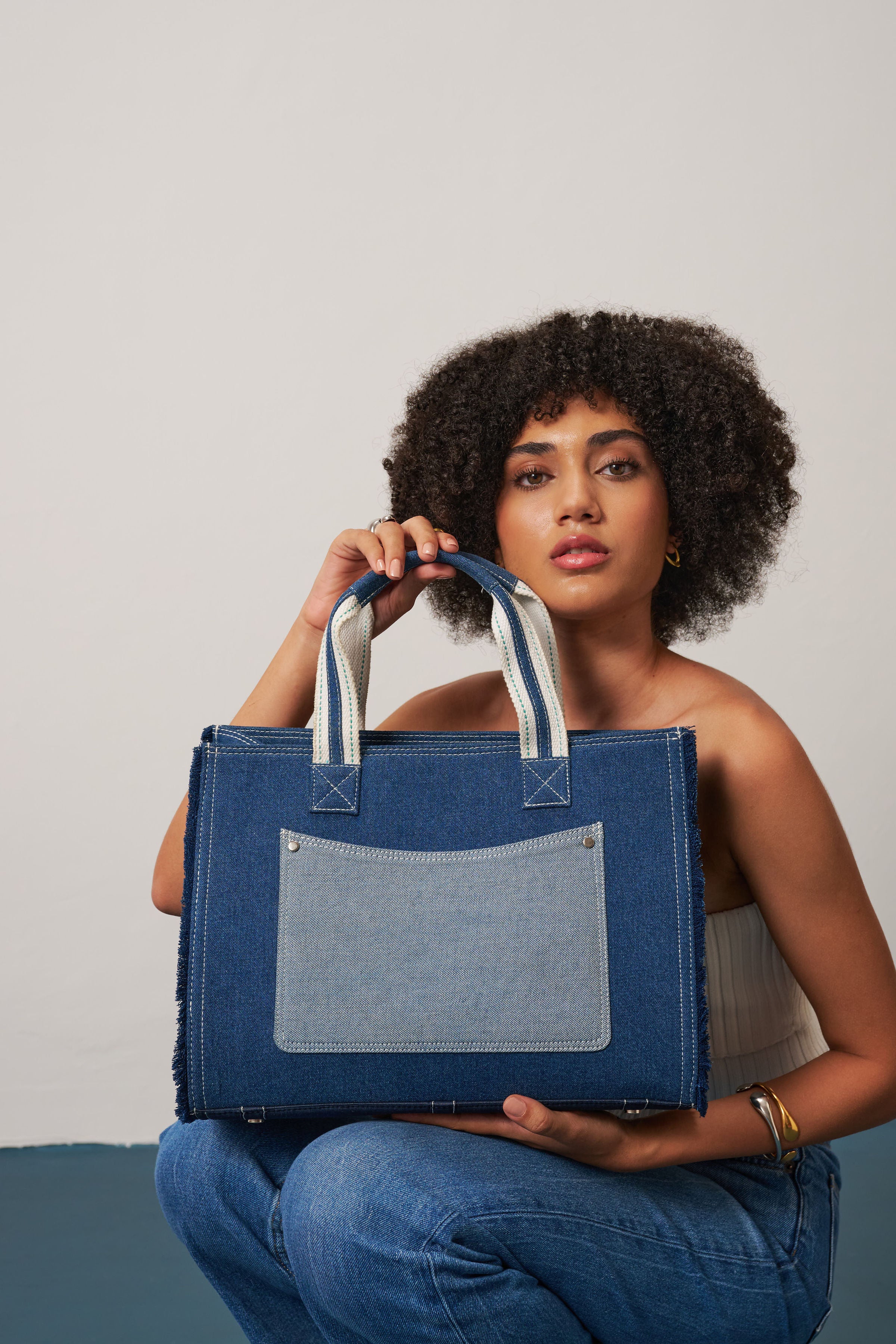 Denim Large Travel Tote