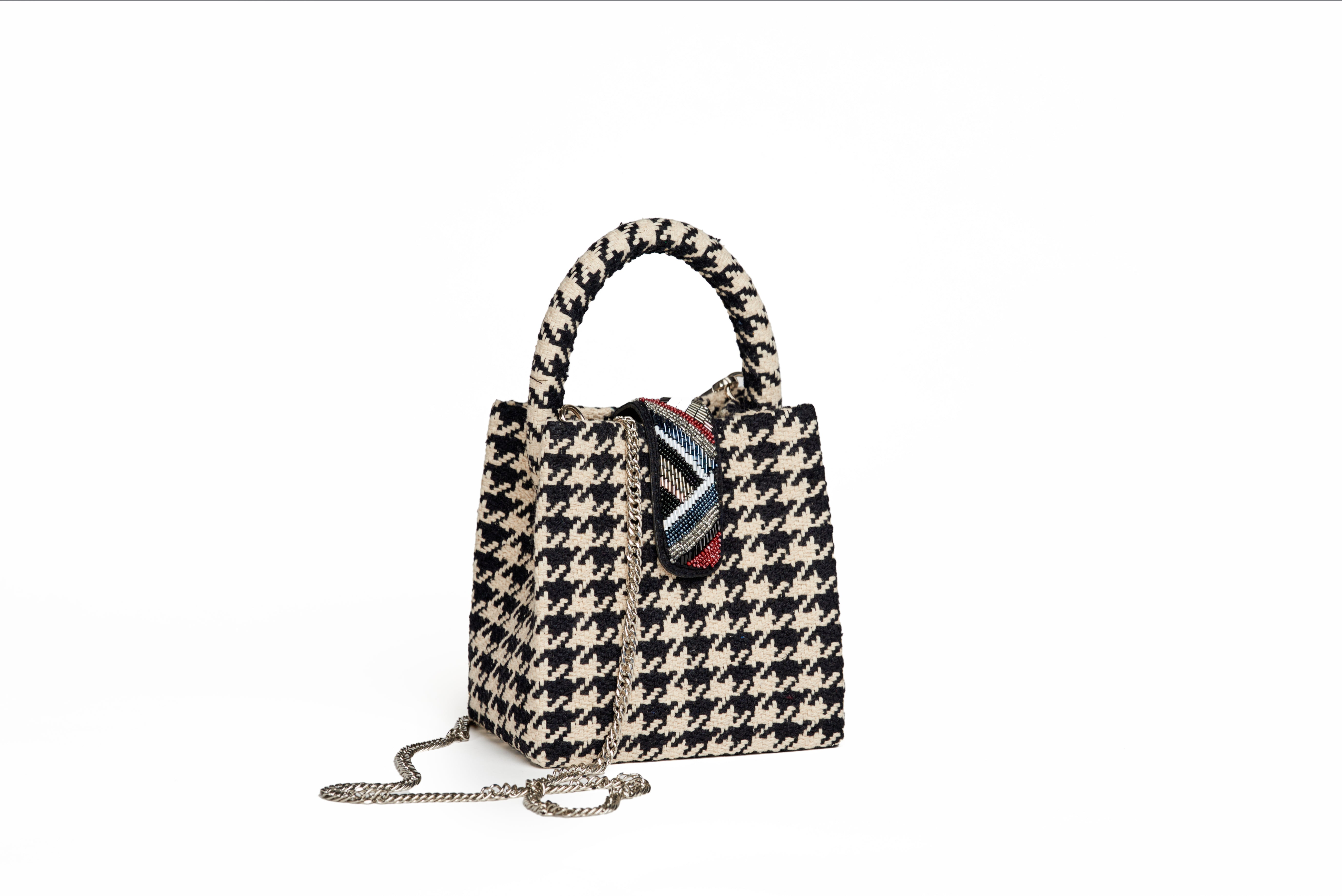 Sparkle Black Houndstooth Mini Tote