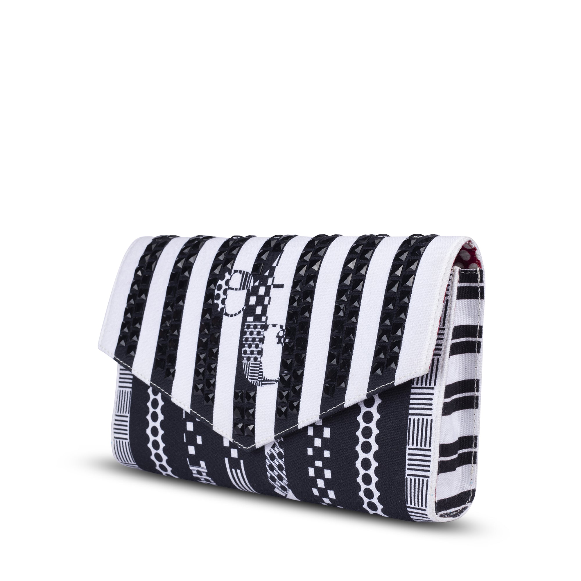 Black And White crystal etc Envelope Clutch
