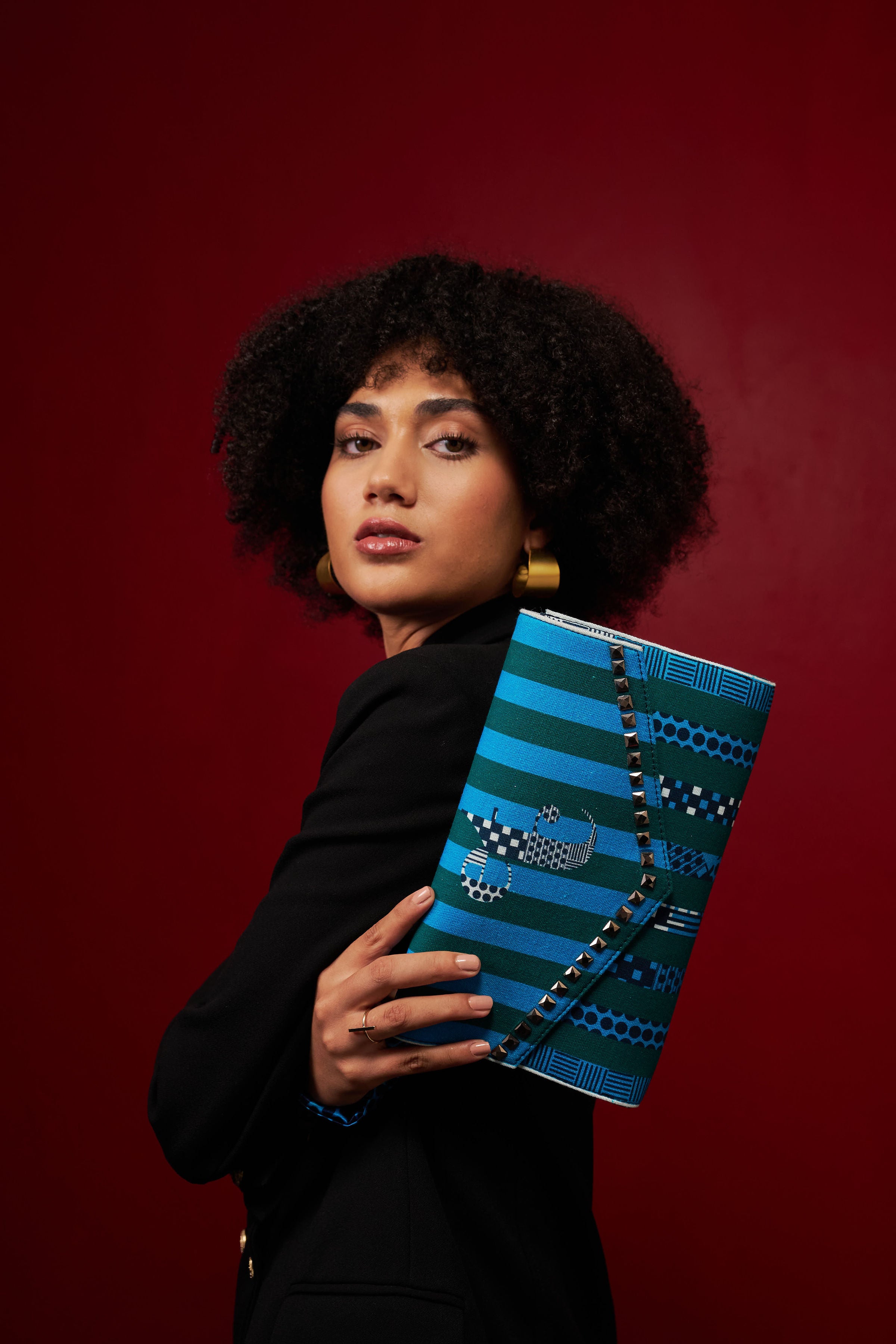 Blue Green Striped etc Envelope Clutch