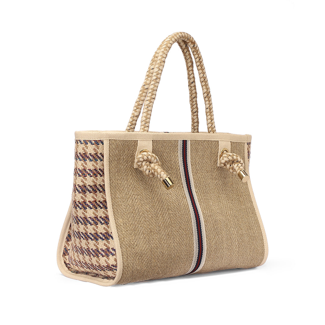 Sand Tote In Linen Fabric