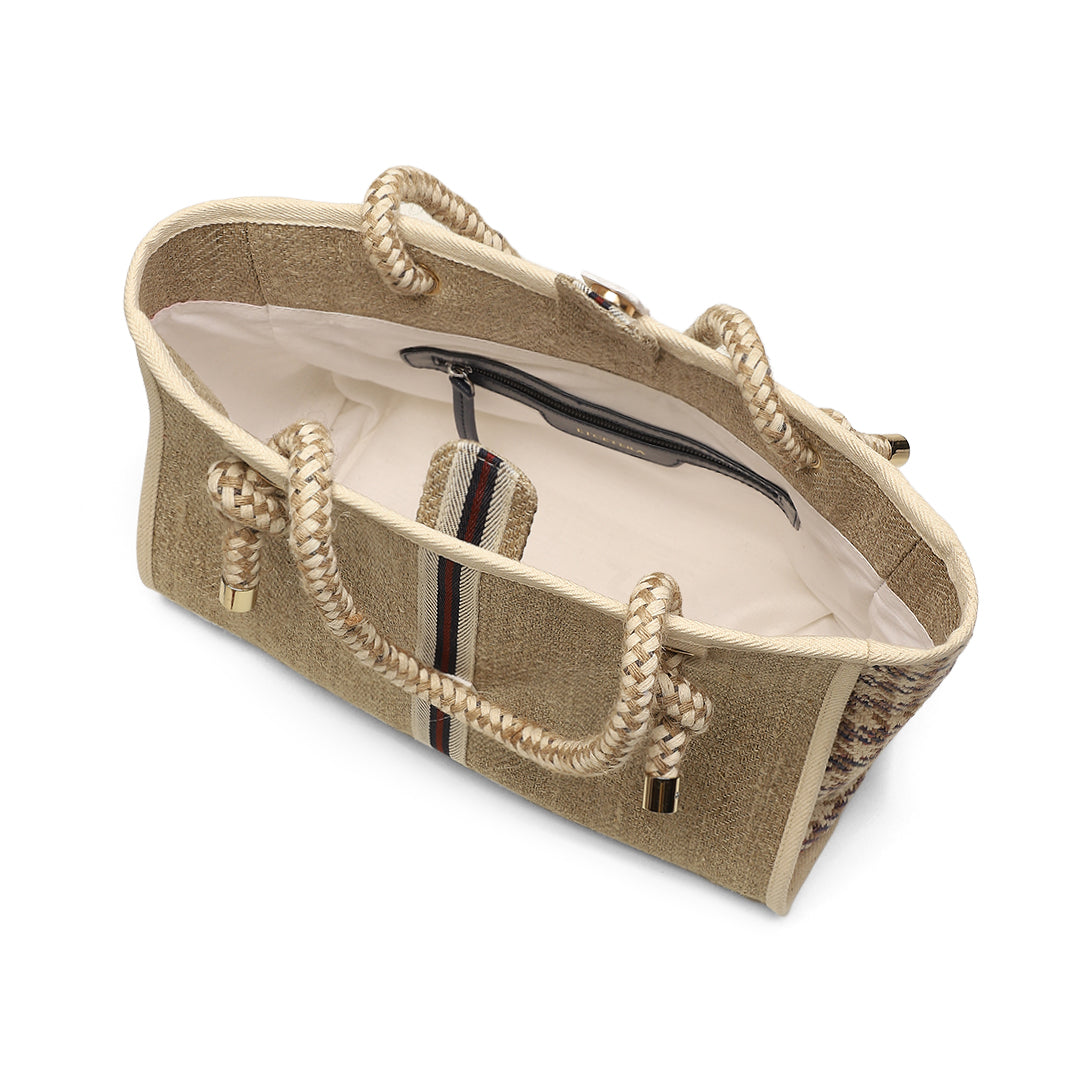 Sand Tote In Linen Fabric