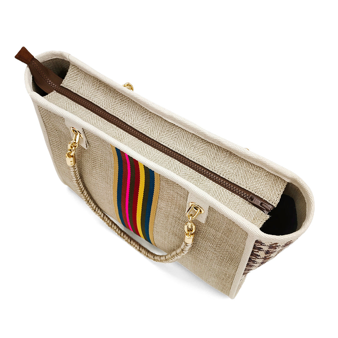 Sand Tote Large In Linen/cotton fabric