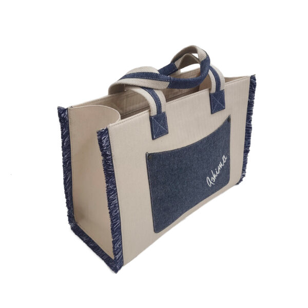 Cotton Denim Large Travel Tote