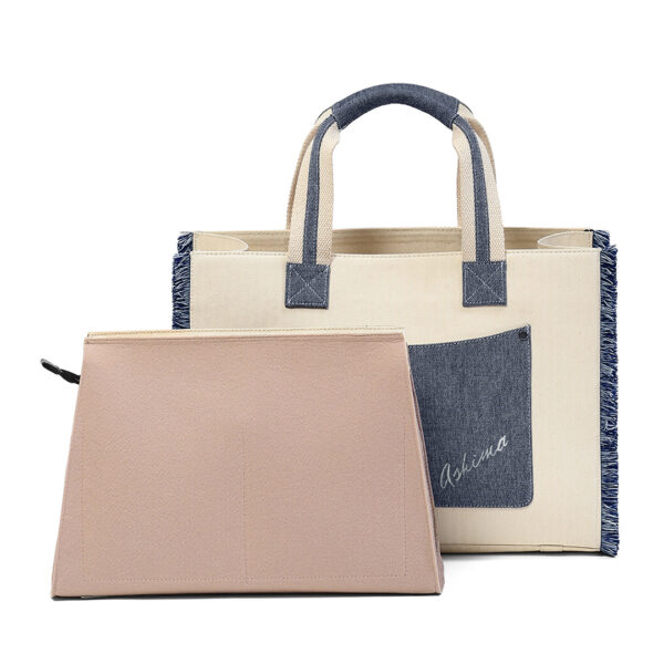 Cotton Denim Large Travel Tote