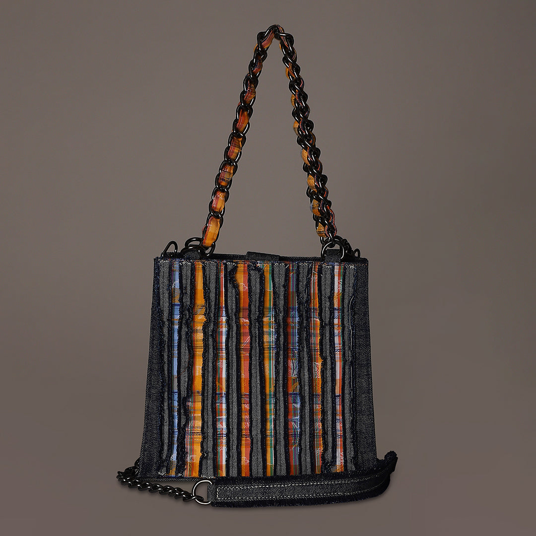Sunset Stripe Denim Tote Small