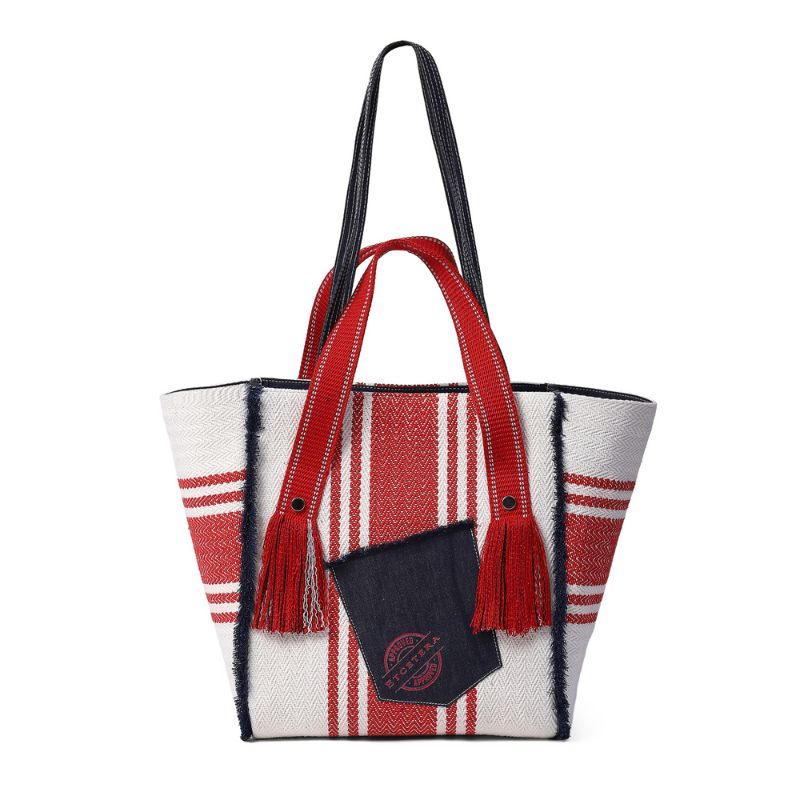 Madras Denim Large Travel Tote