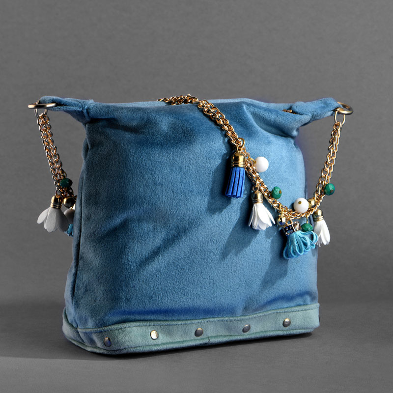 Teal velvet bag cheap