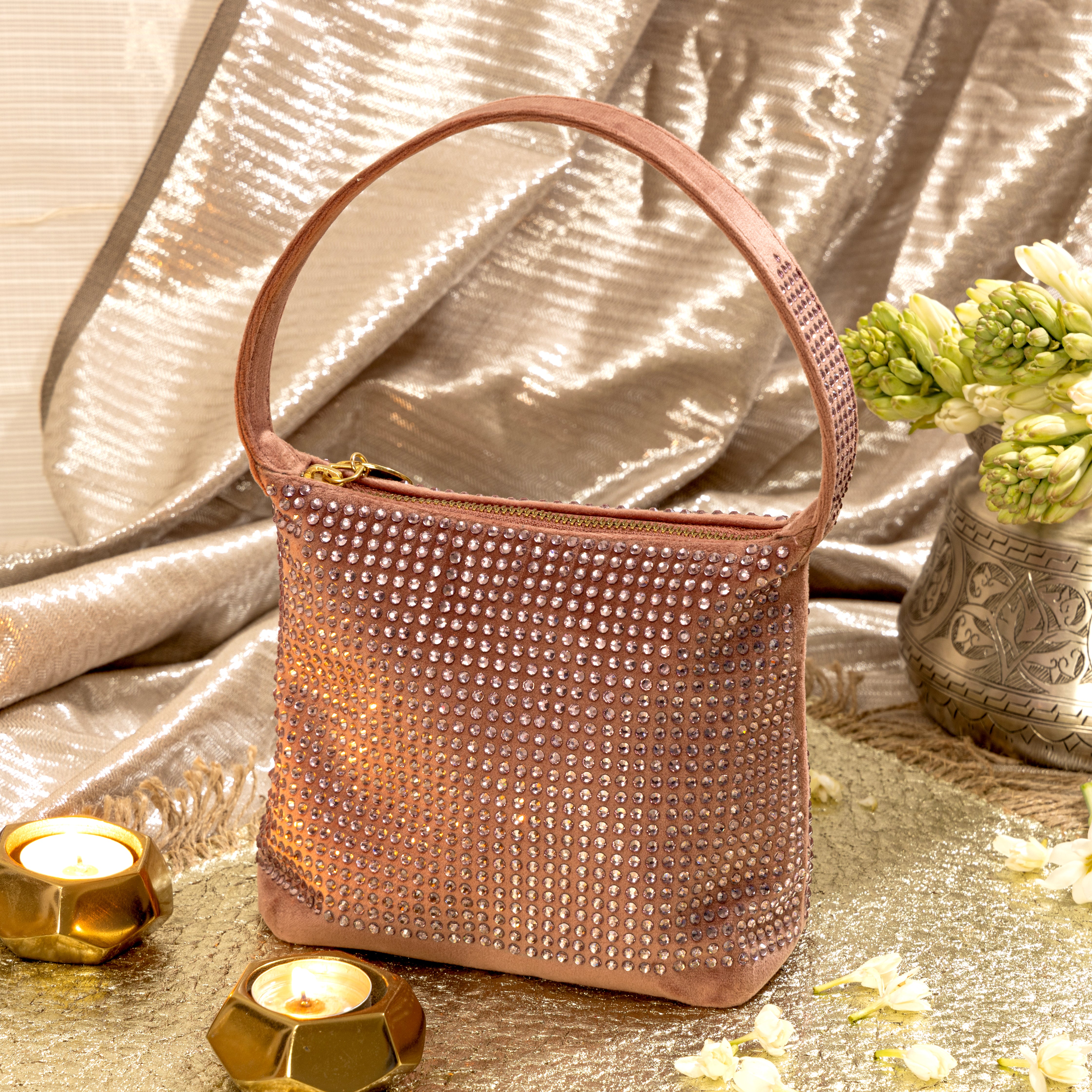 Velvet Dazzle Dusty Pink Bag