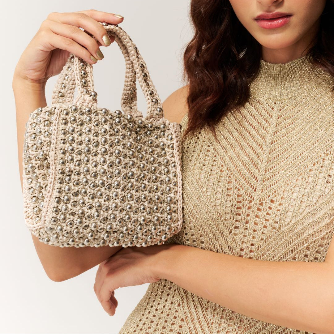 Silver Crochet Mini Bag