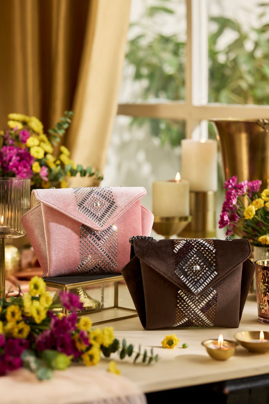 Origami Flap Party Sling Brown Bag