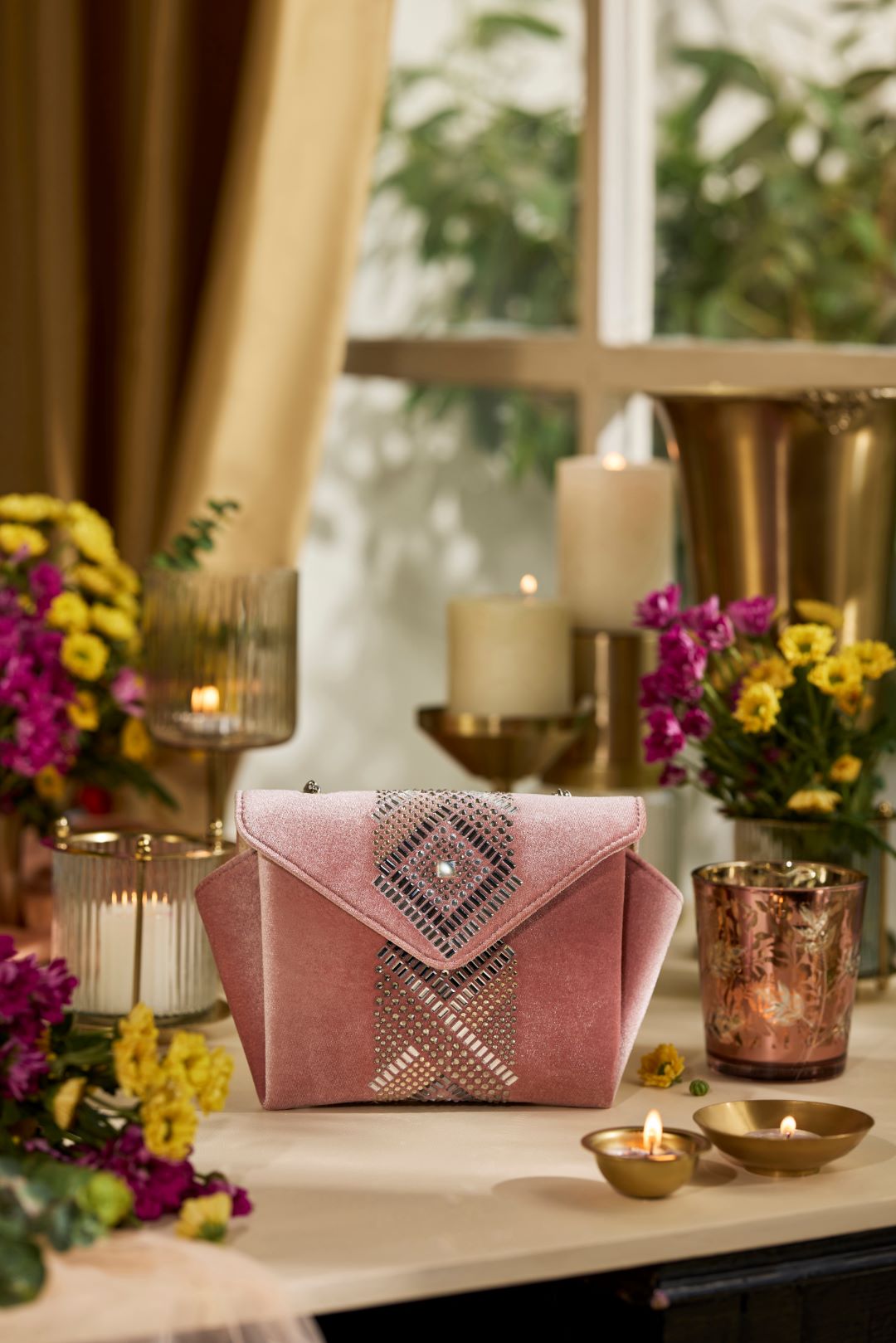 Origami Flap Party Sling Light Pink Bag