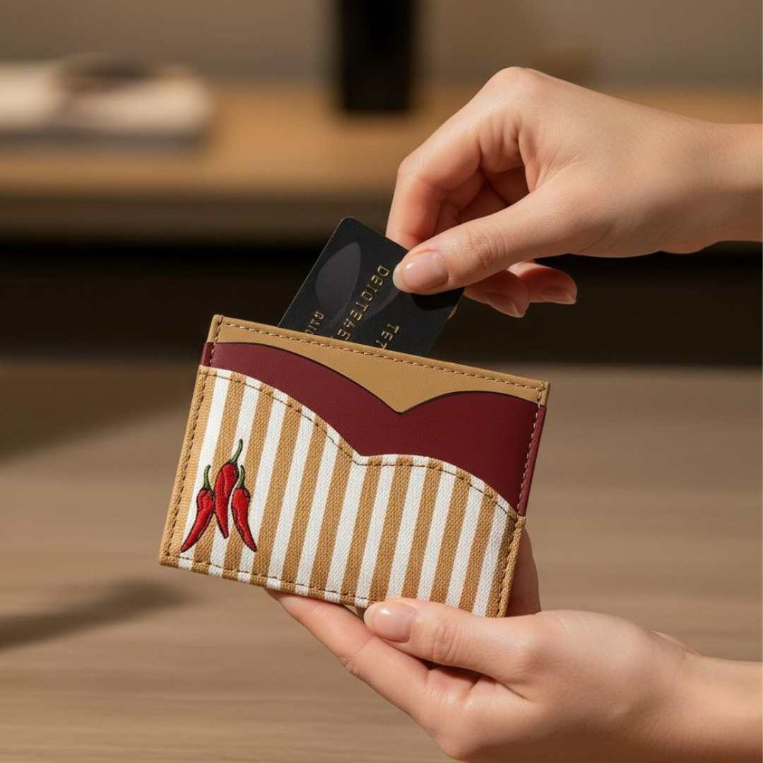 Stripe Right - Hot Chillies Wallet- Beige/Deep red