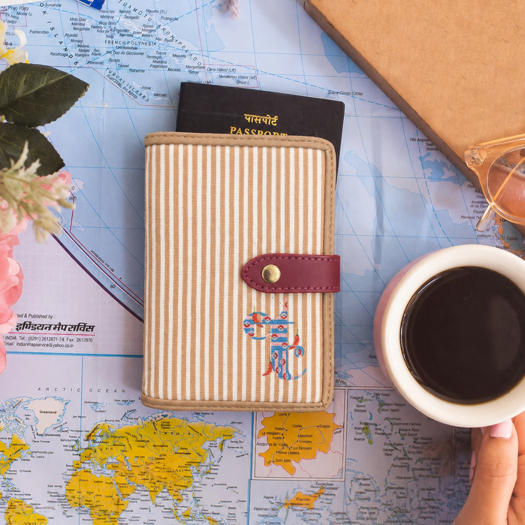Stripe Right Jetset Passport Case - Hot Chillies