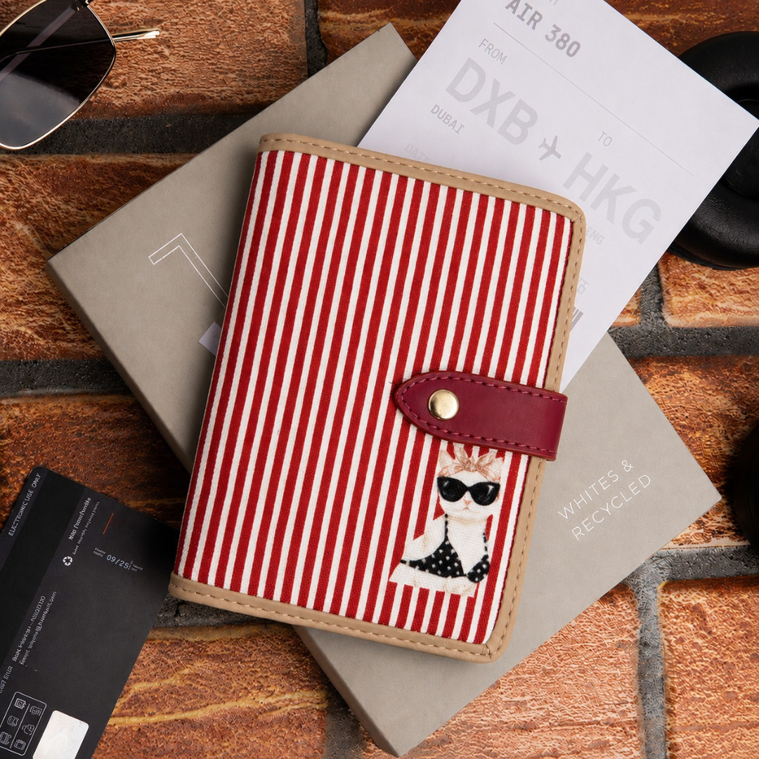 Stripe Right Jetset Passport Case - Meowtini