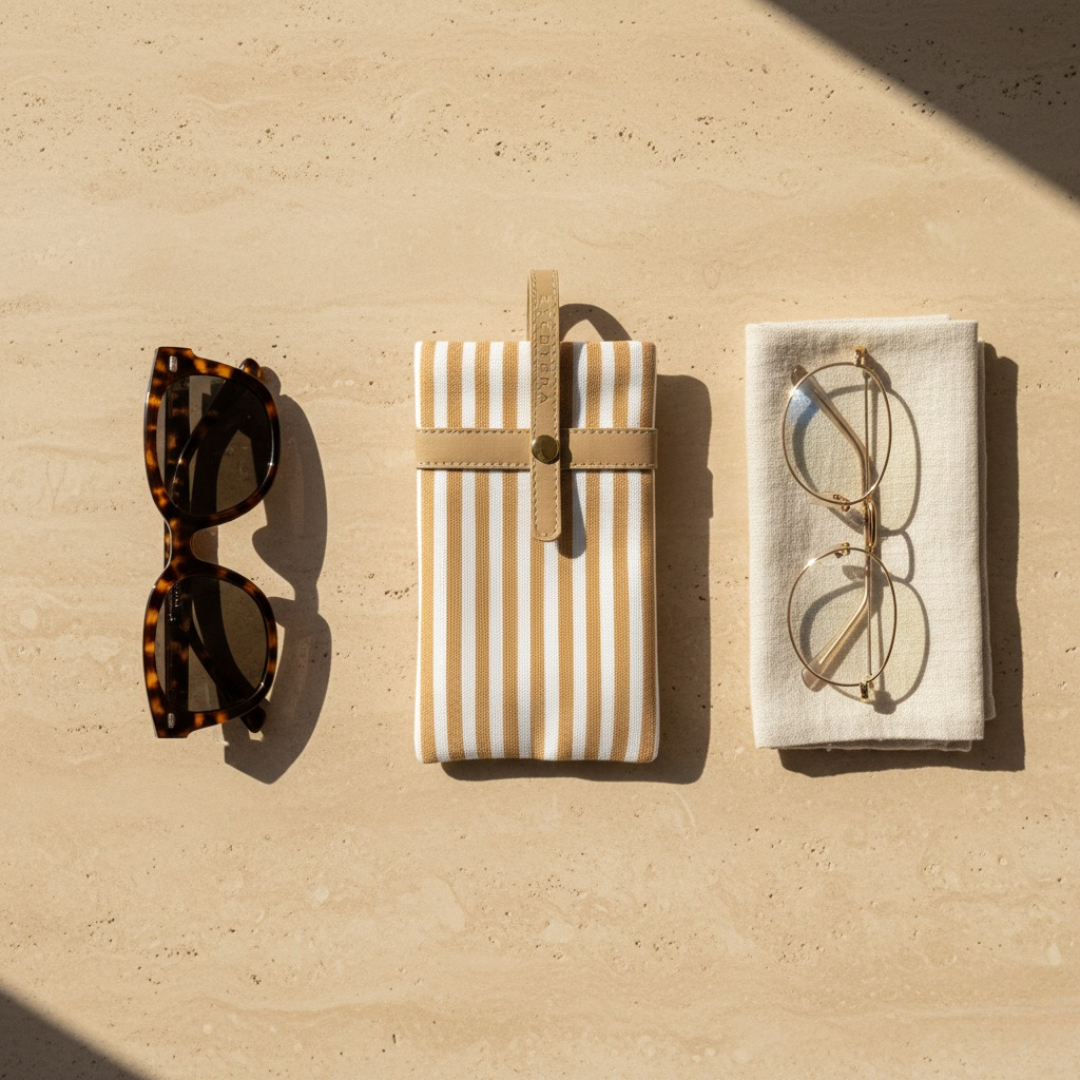 Twin Carry Eyeglass Pouch - Beige