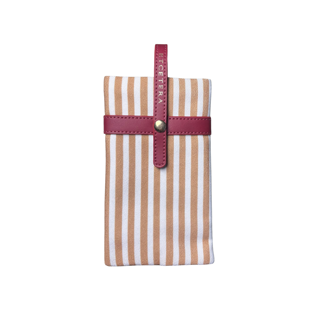 Twin Carry Eyeglass Pouch - Beige & Deep Red