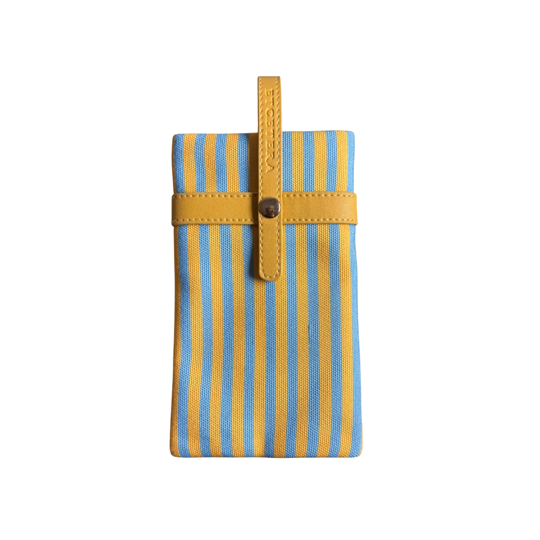 Twin Carry Eyeglass Pouch- Teal Blue & Yellow