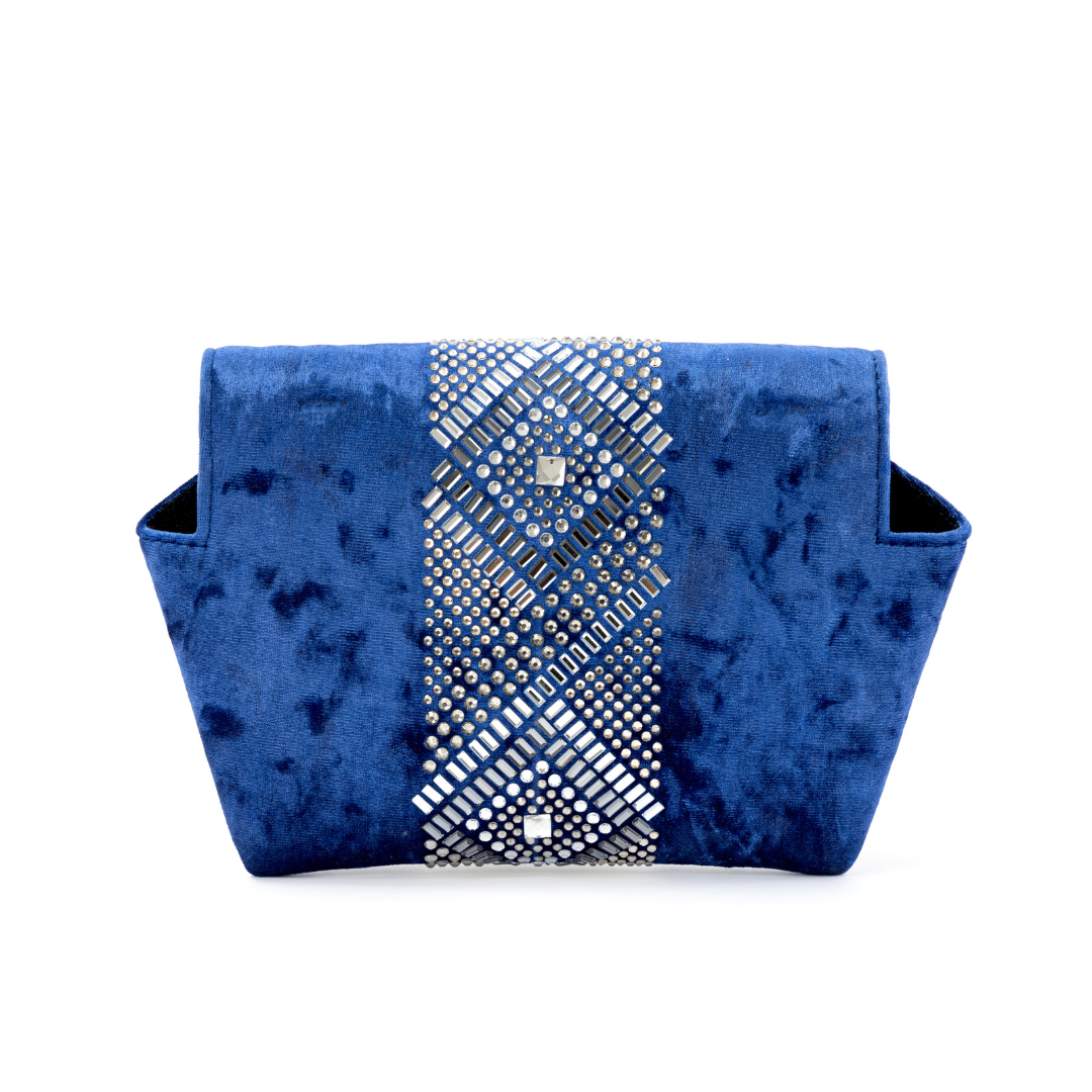 Origami Flap Party Sling Blue Bag