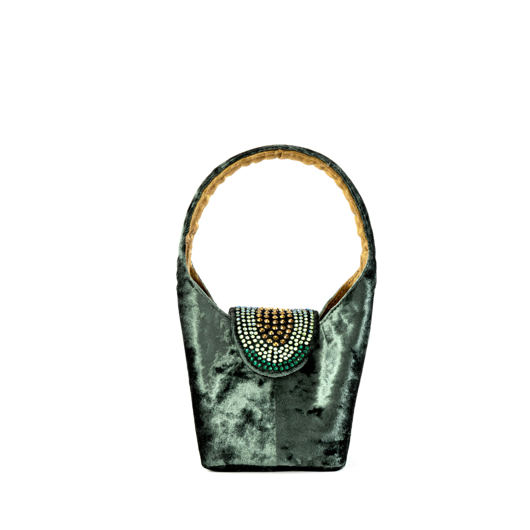 Paris Petite Velvet Party Emerald Green Bag