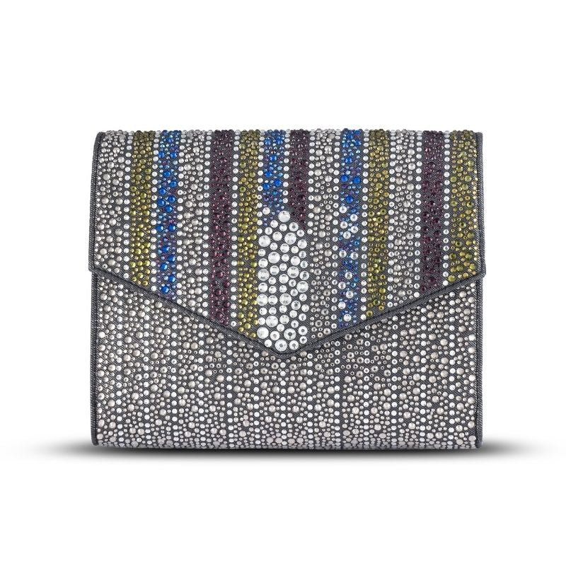 Crystal Envelope Silver Black Party bag