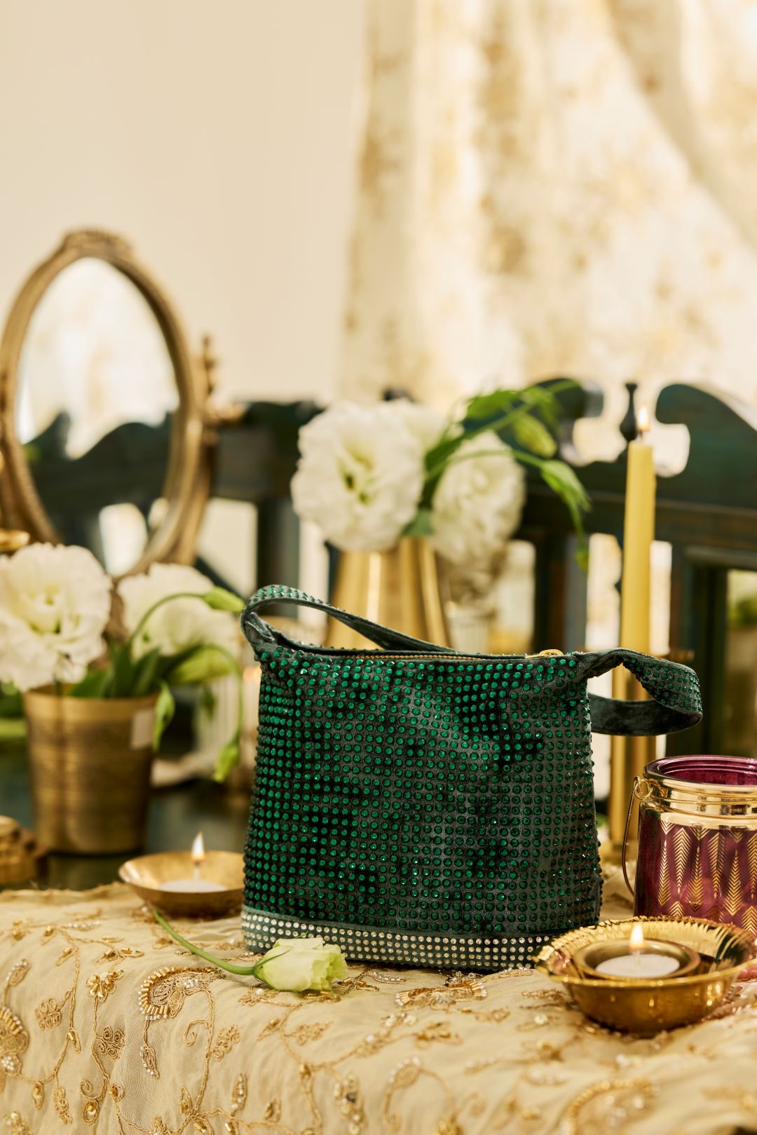 Velvet Dazzle Emerald Green Bag