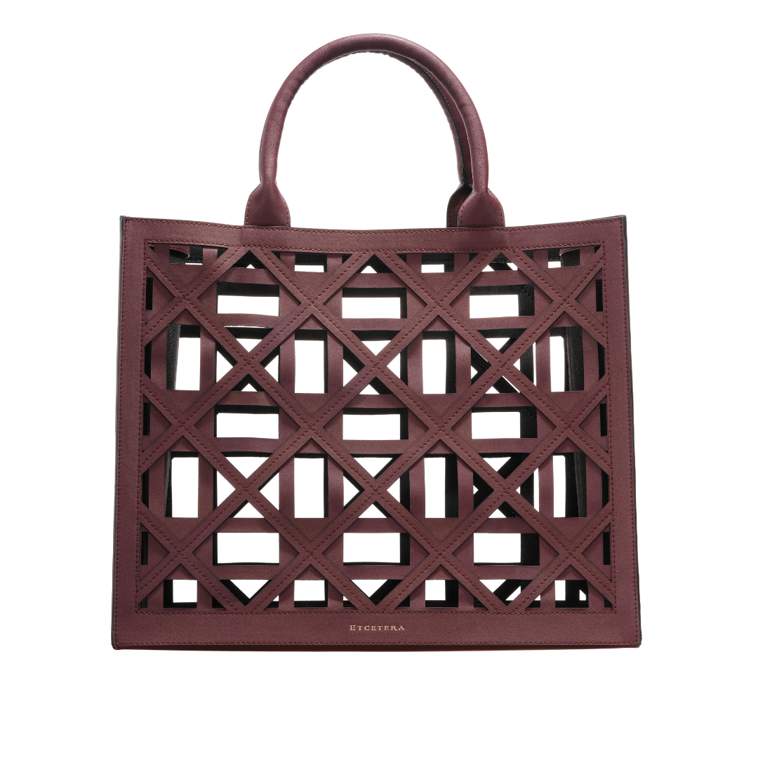 Lasercut Large Tote In Wine
