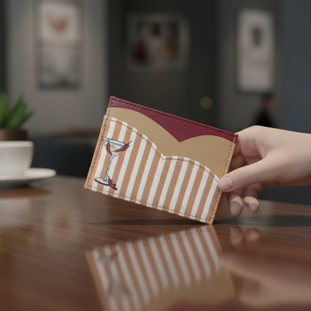 Stripe Right - Cocktail Hour Wallet- Beige/Deep red