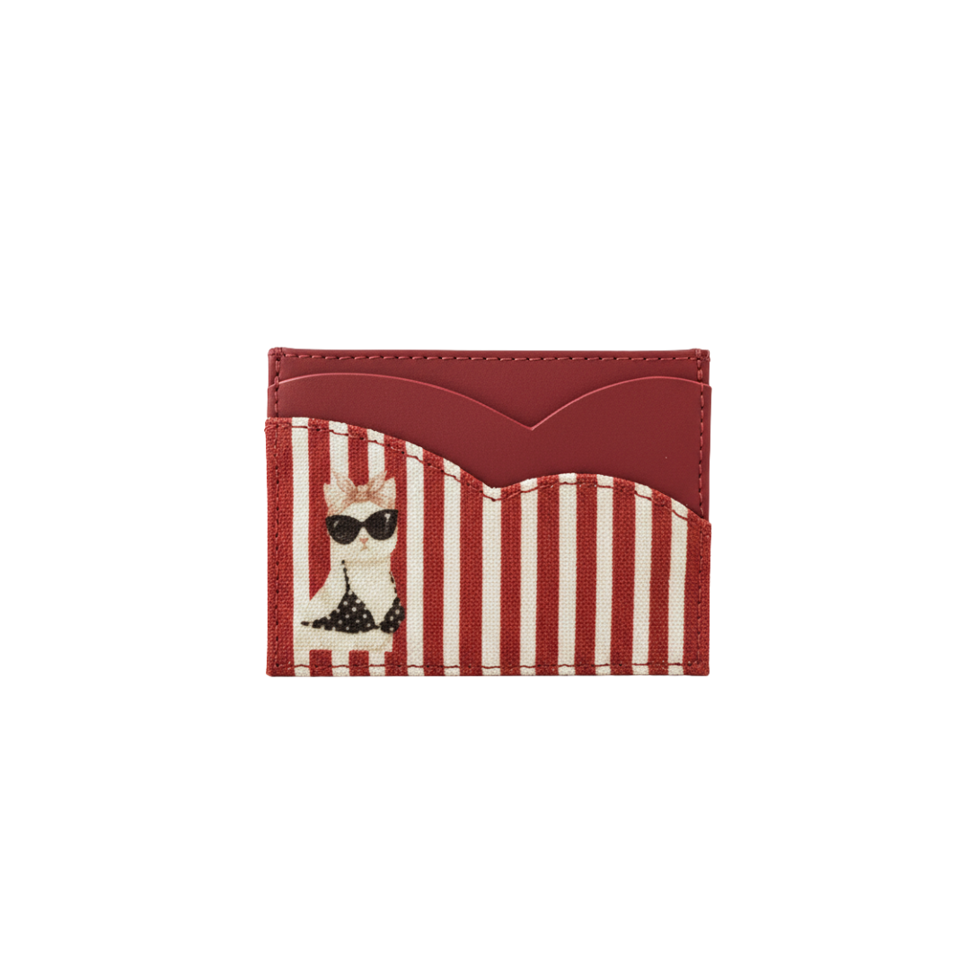 Stripe Right - Meowtini Card Wallet Cherry Red