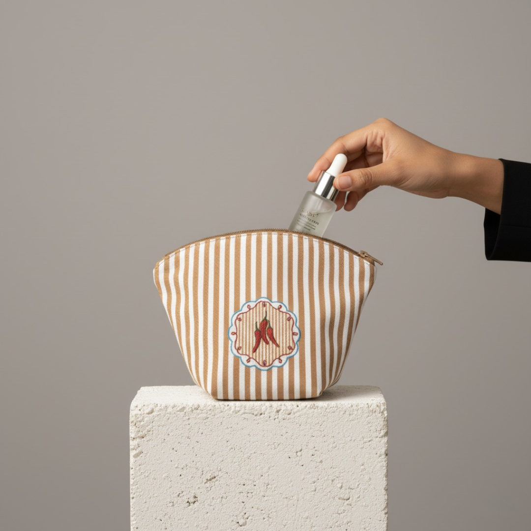 Stripe Right Vanity Pouch - Hot Chillies