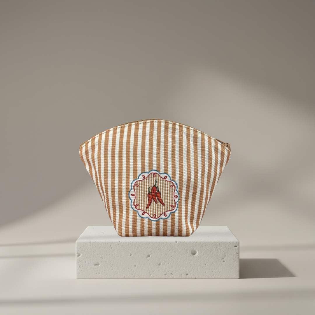 Stripe Right Vanity Pouch - Hot Chillies