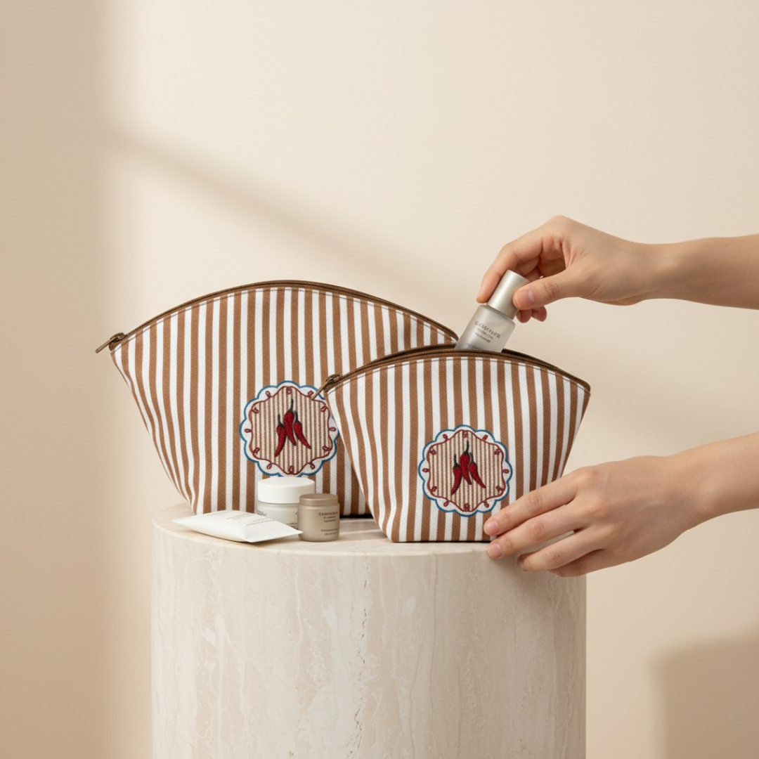 Stripe Right Vanity Pouch - Hot Chillies