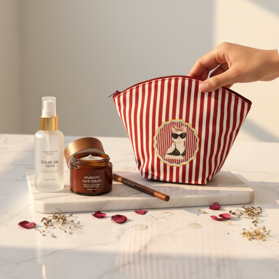 Stripe Right Vanity Pouch - Meowtini