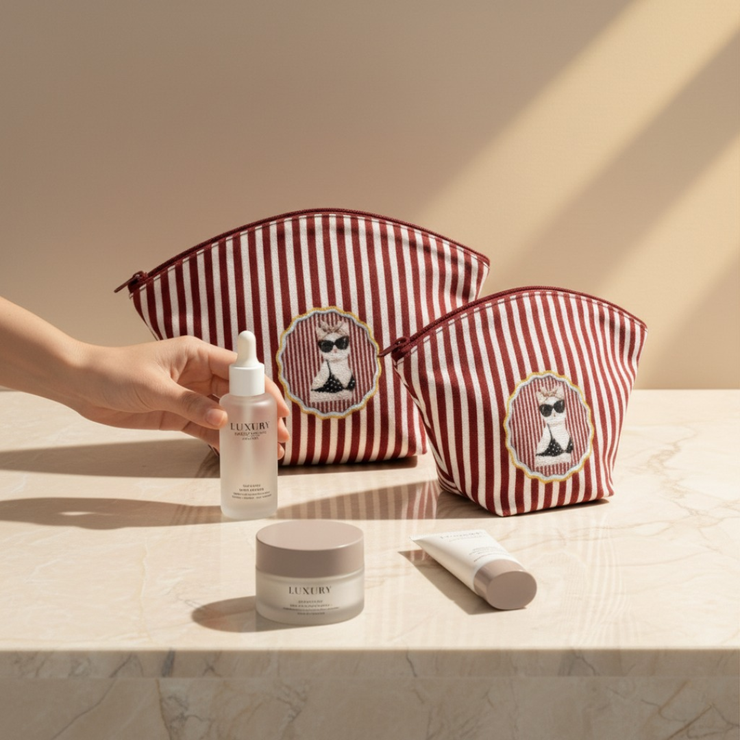 Stripe Right Vanity Pouch - Meowtini