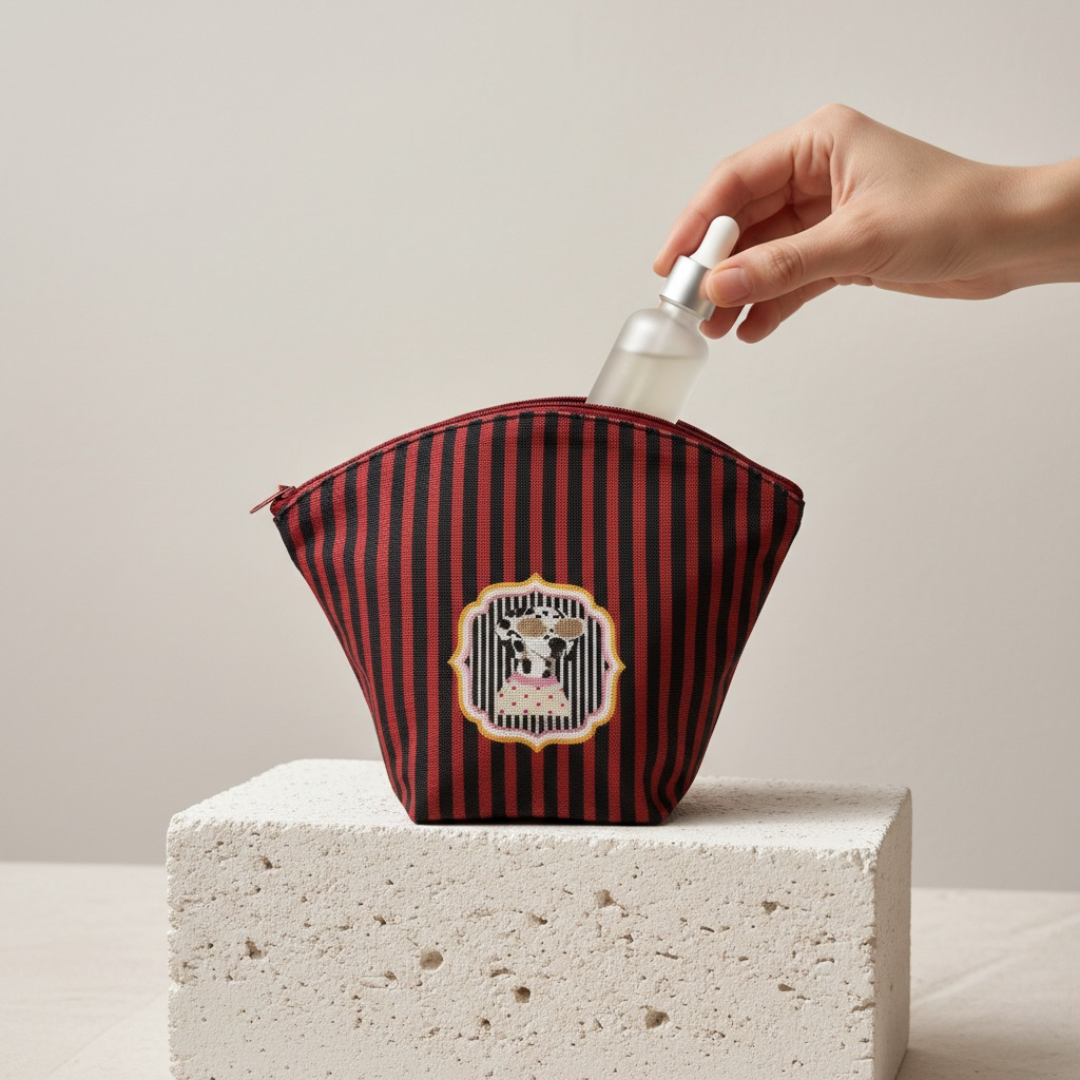 Stripe Right Vanity Pouch - No Leash