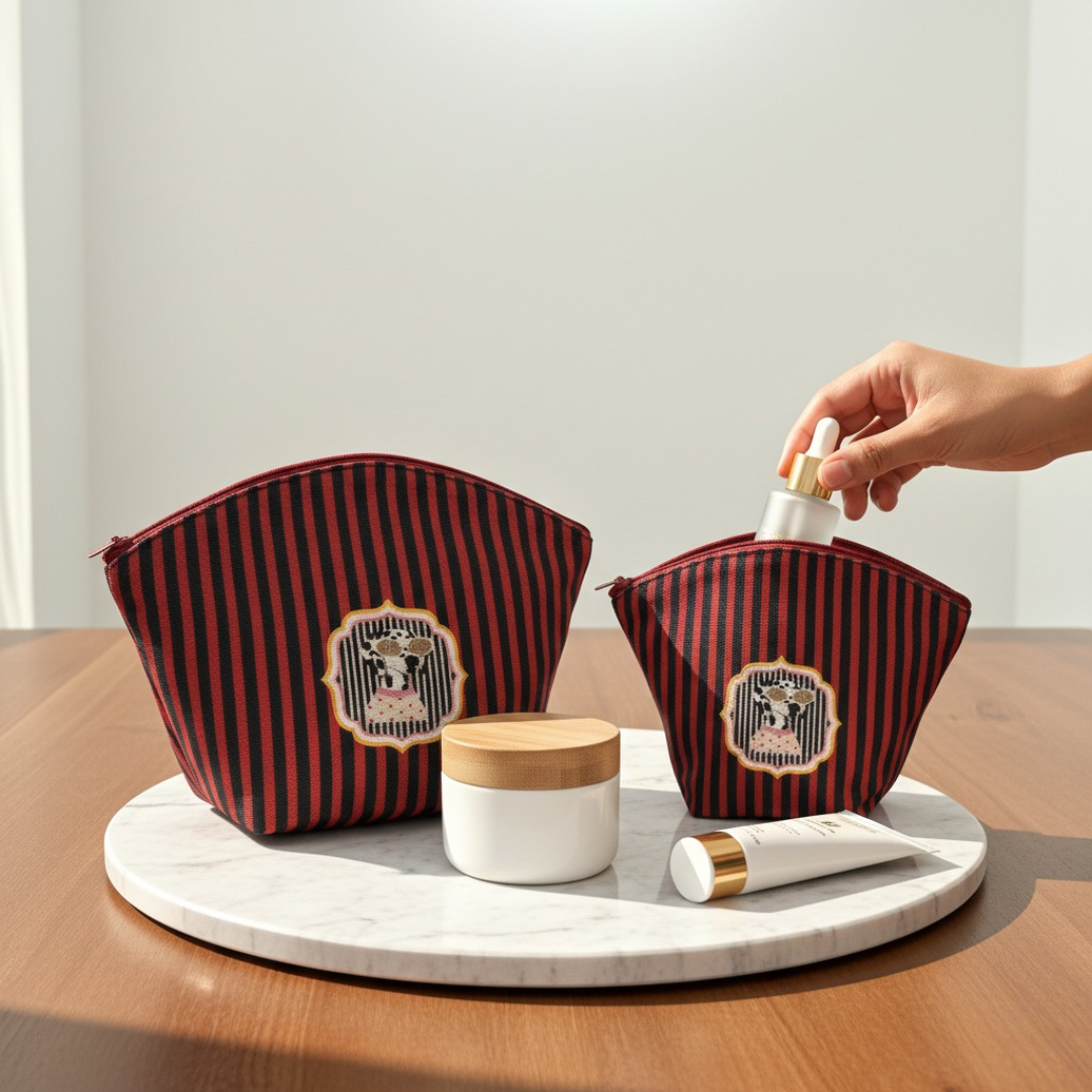 Stripe Right Vanity Pouch - No Leash