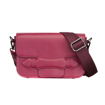 Etcetera Markcross crossbody bag in wine-red leather with flap and wide adjustable strap in matching burgundy.