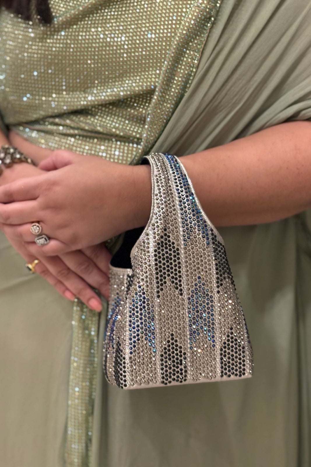 Paris Petite Chevron Party Metallic Bag