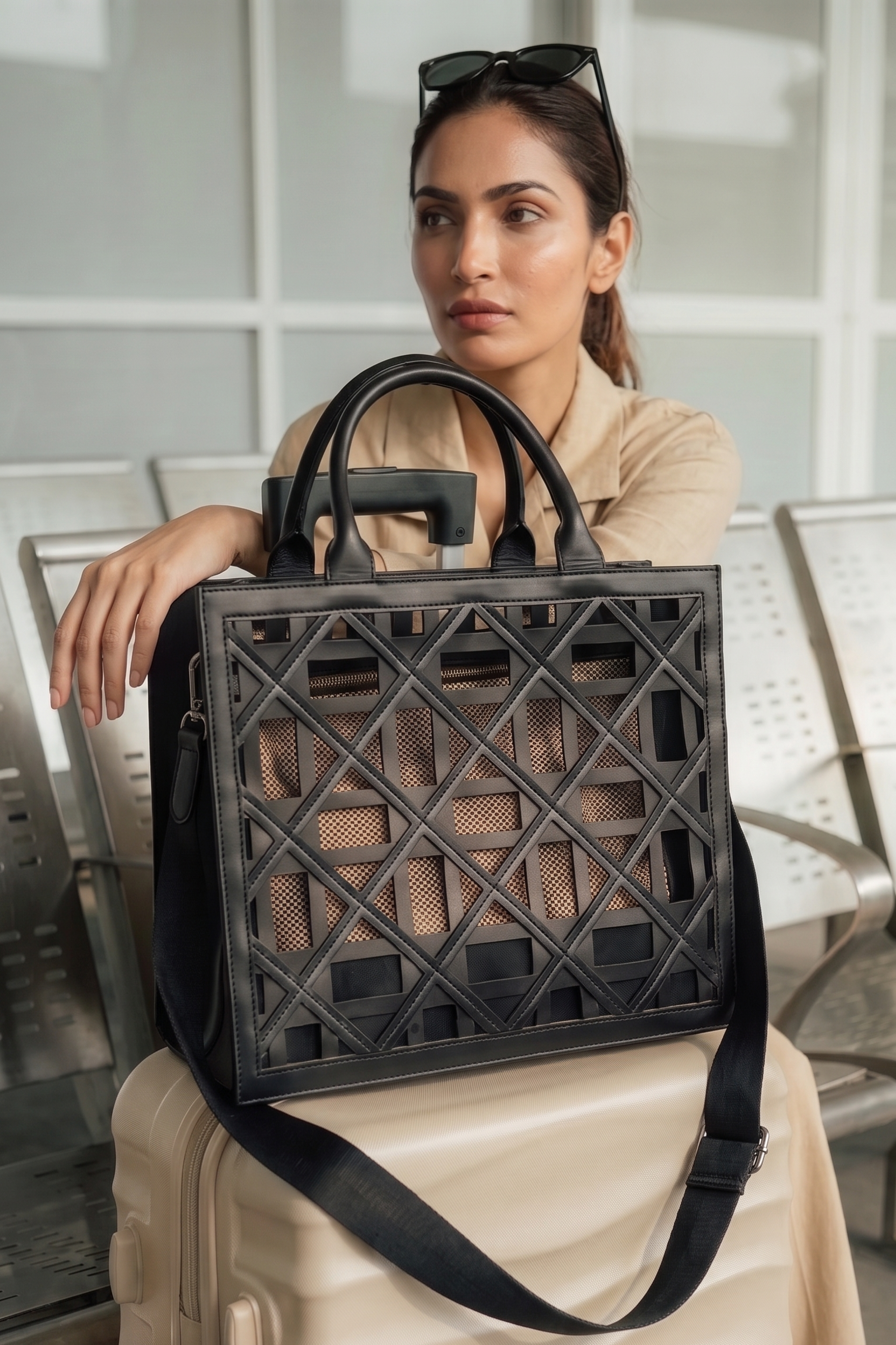 Lasercut Large Tote Bag Black
