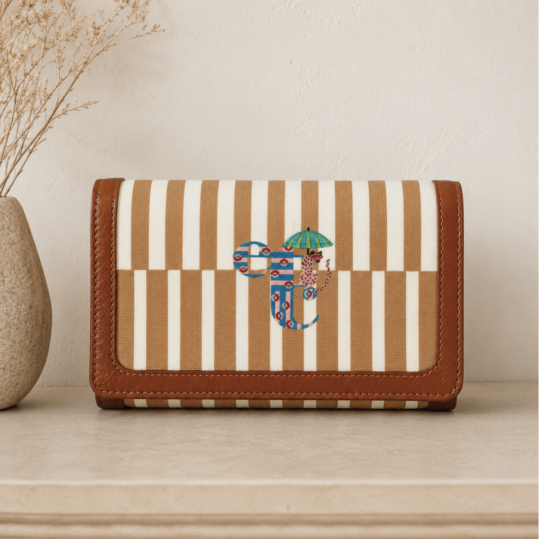 Stripe Right etc Wet & Wild Beige Sling Wallet