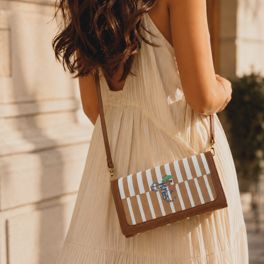 Stripe Right etc Wet & Wild Beige Sling Wallet