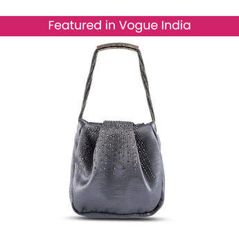 Symphony Satin Grey Shimmer Mini Party Bags - Featured in Vogue India
