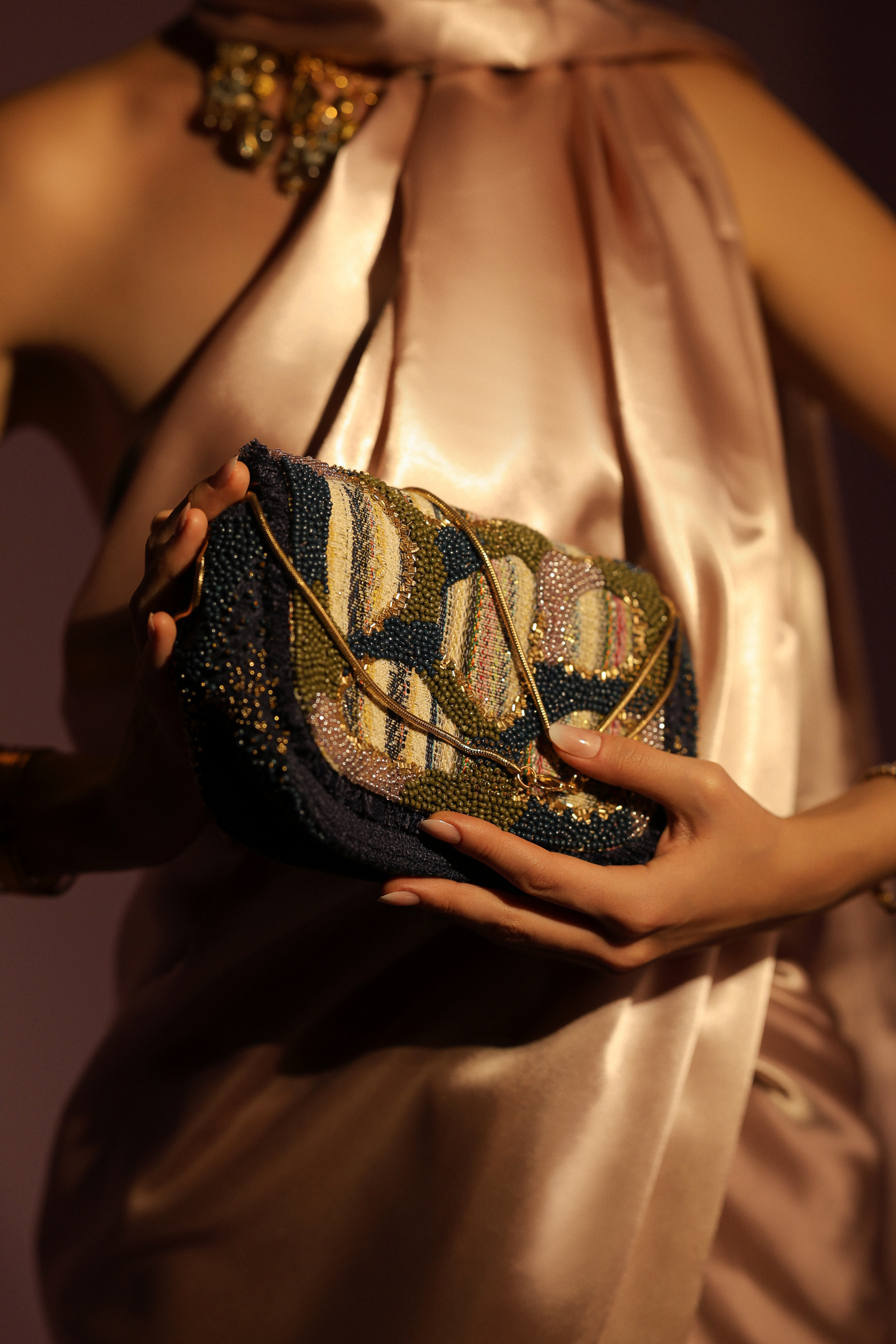 Tessera Midnight Blue Bead Shoulder Bag
